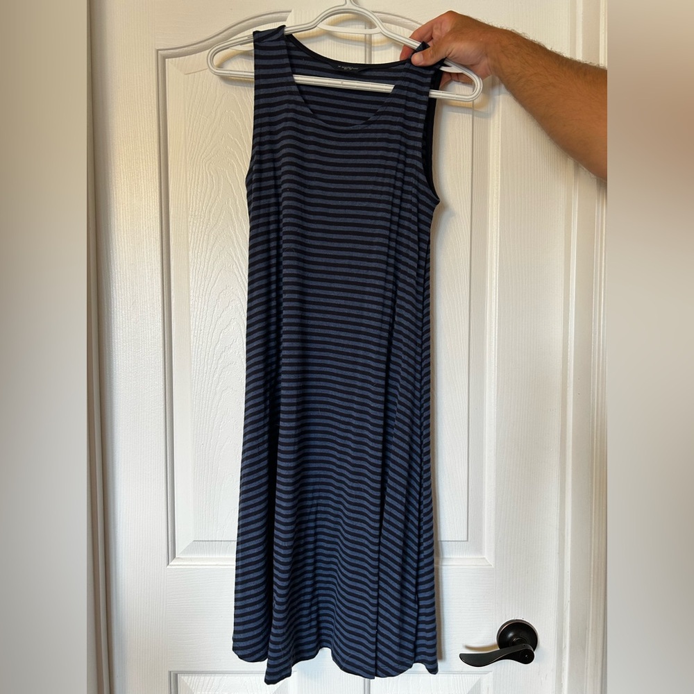 Denver Hayes Navy and Black Striped Maxi Dress